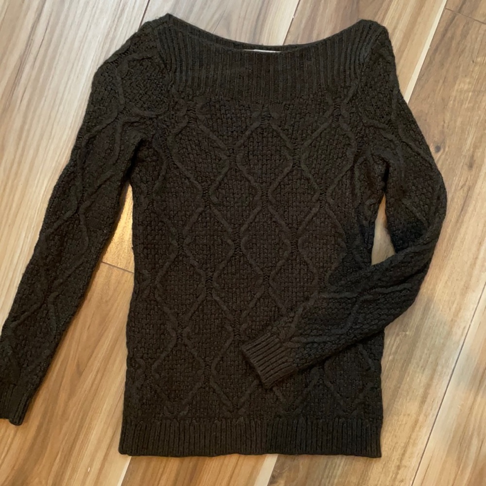 Ann taylor loft cable knit sweater olive green